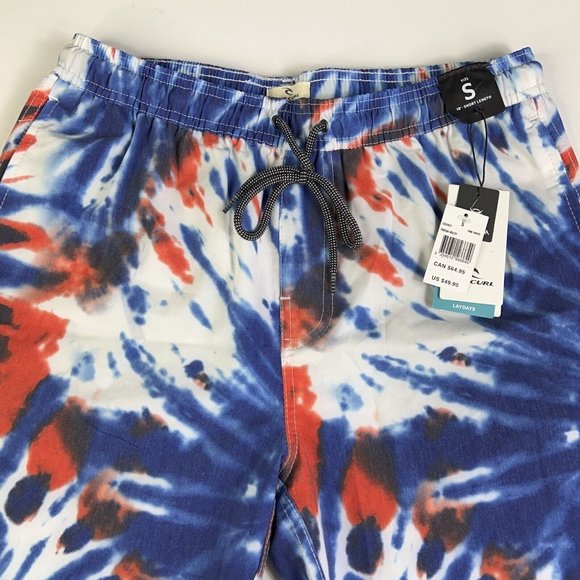 Rip Curl Laydays Mens Freeda Volley Board Shorts Blue Tie Dye Stretch S New - Picture 3 of 12